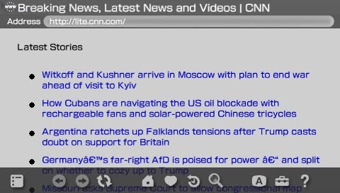 CNN Lite article rendered on the PSP browser