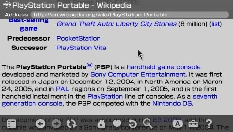 Wikipedia article on the PSP after URL rewriting